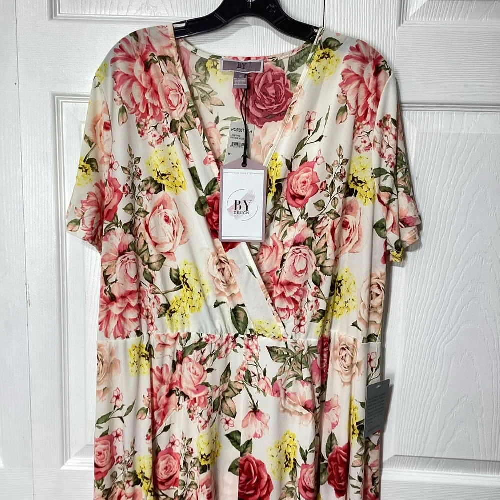 By Design Brand Floral V-Neck Maxi Dress Vintage Rose Nordstrom Tag NWT 1X - Picture 11 of 12